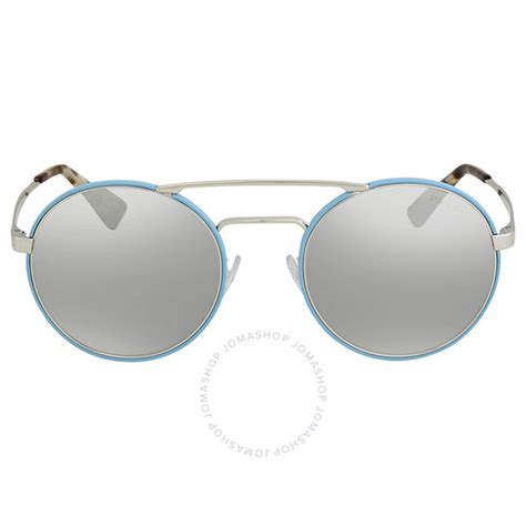 Prada Light Grey Mirror Grad Silver Round Ladies 